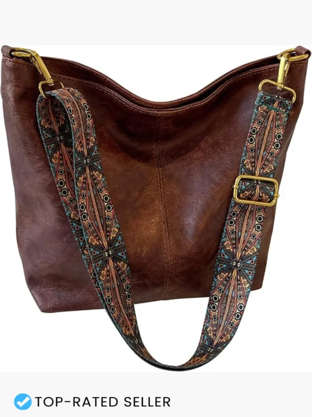 Crossbody Bag Hobo Shoulder Purse Vegan Leather Large Capacity Tote Guitar Strap
